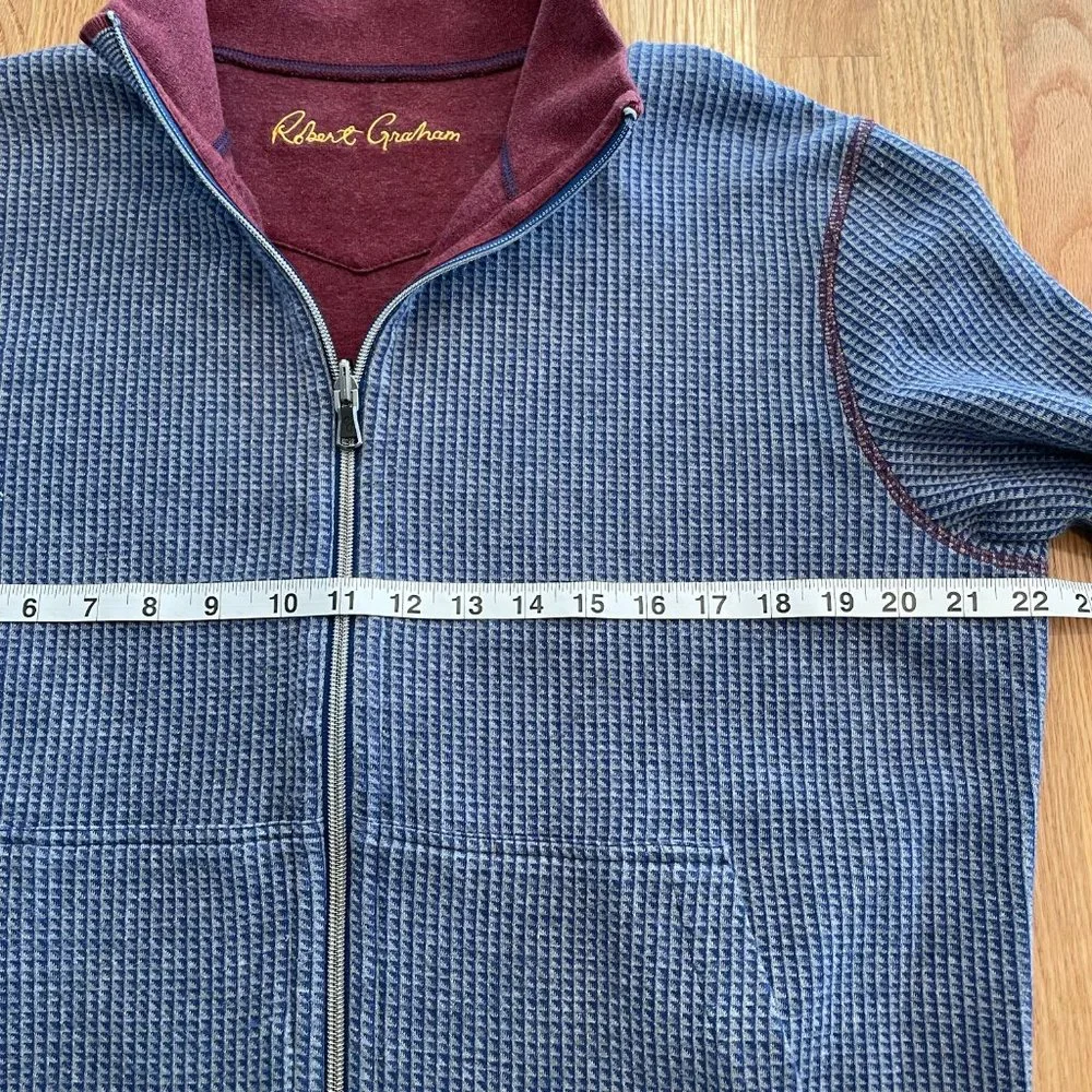 Robert Graham Mens Full Zip Reversible Long Sleeve Knit Houndstooth Sweater Sz M - Picture 11 of 13